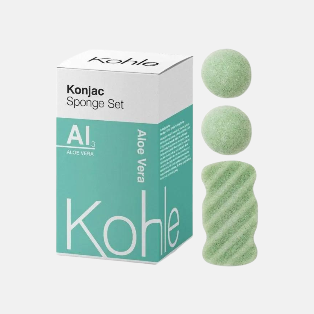 Kohle Konjac houbičky dárková sada na obličej a tělo