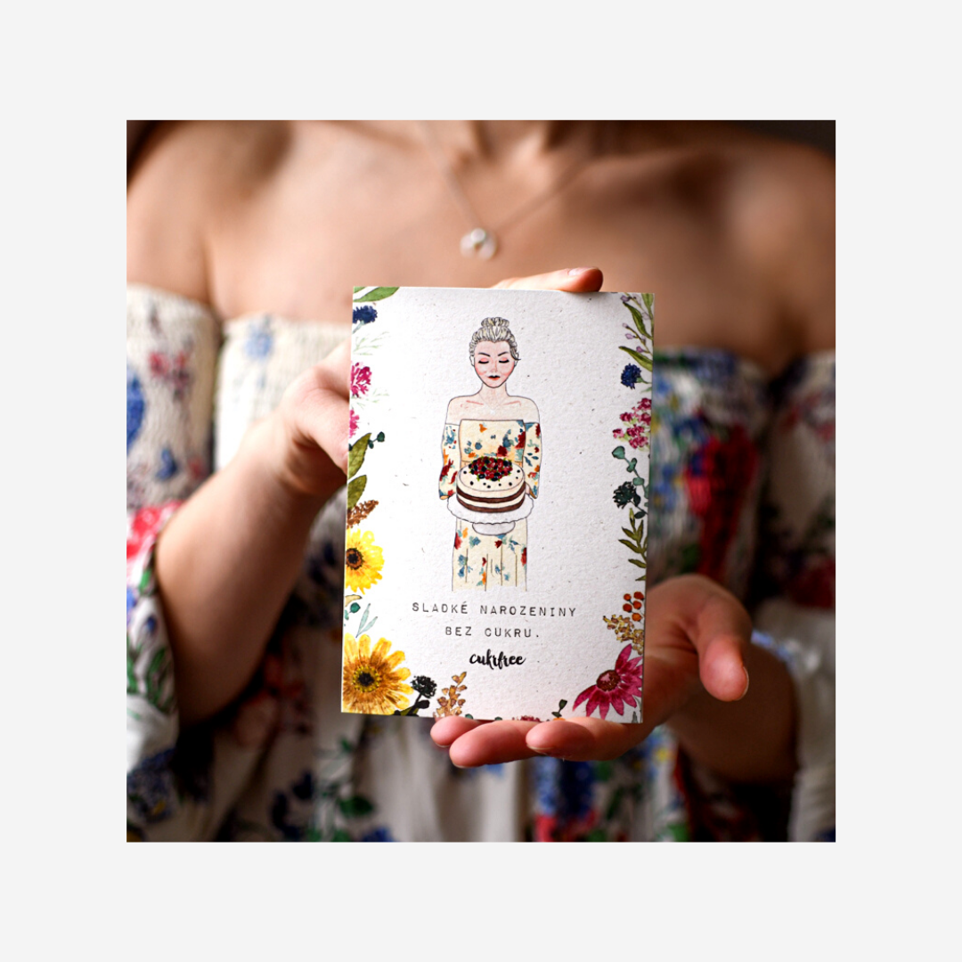 Cukrfree narozeninové přáníčko Janina s podpisem