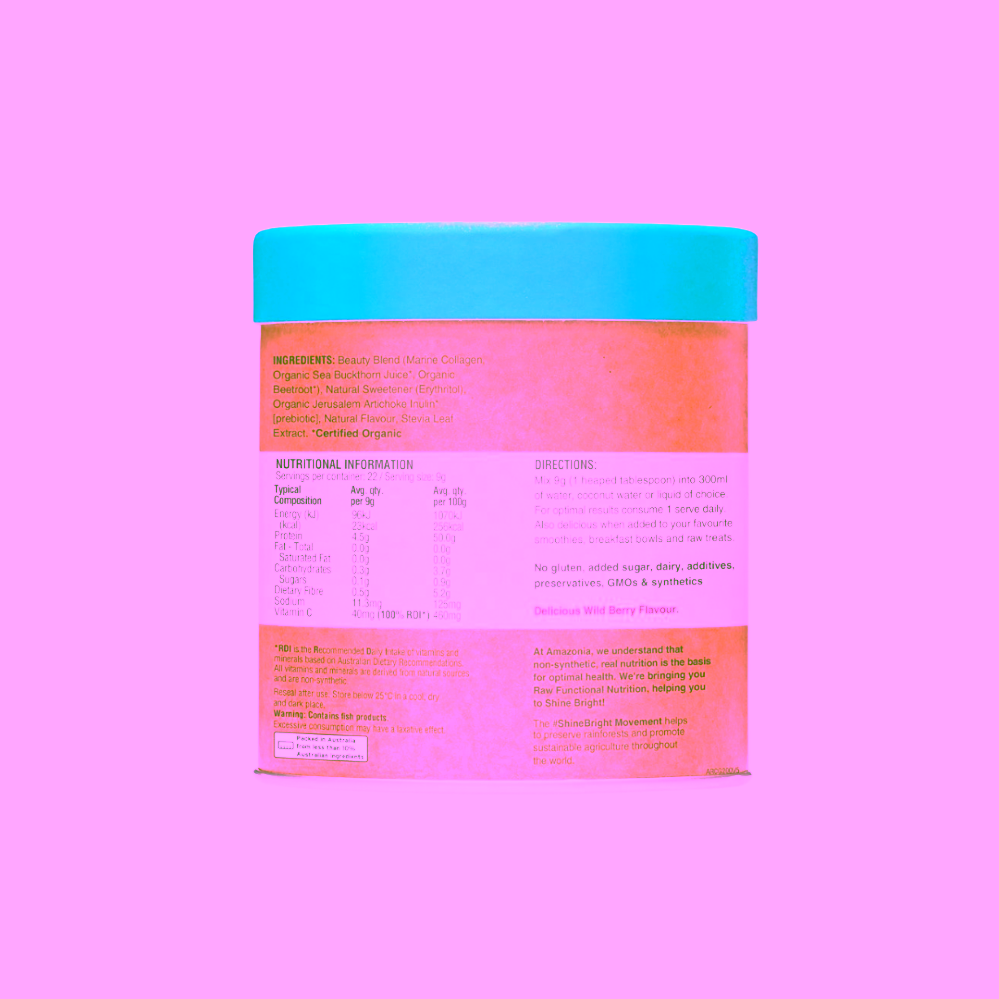 Amazonia Raw Beauty Collagen Glow mořský kolagen natural
