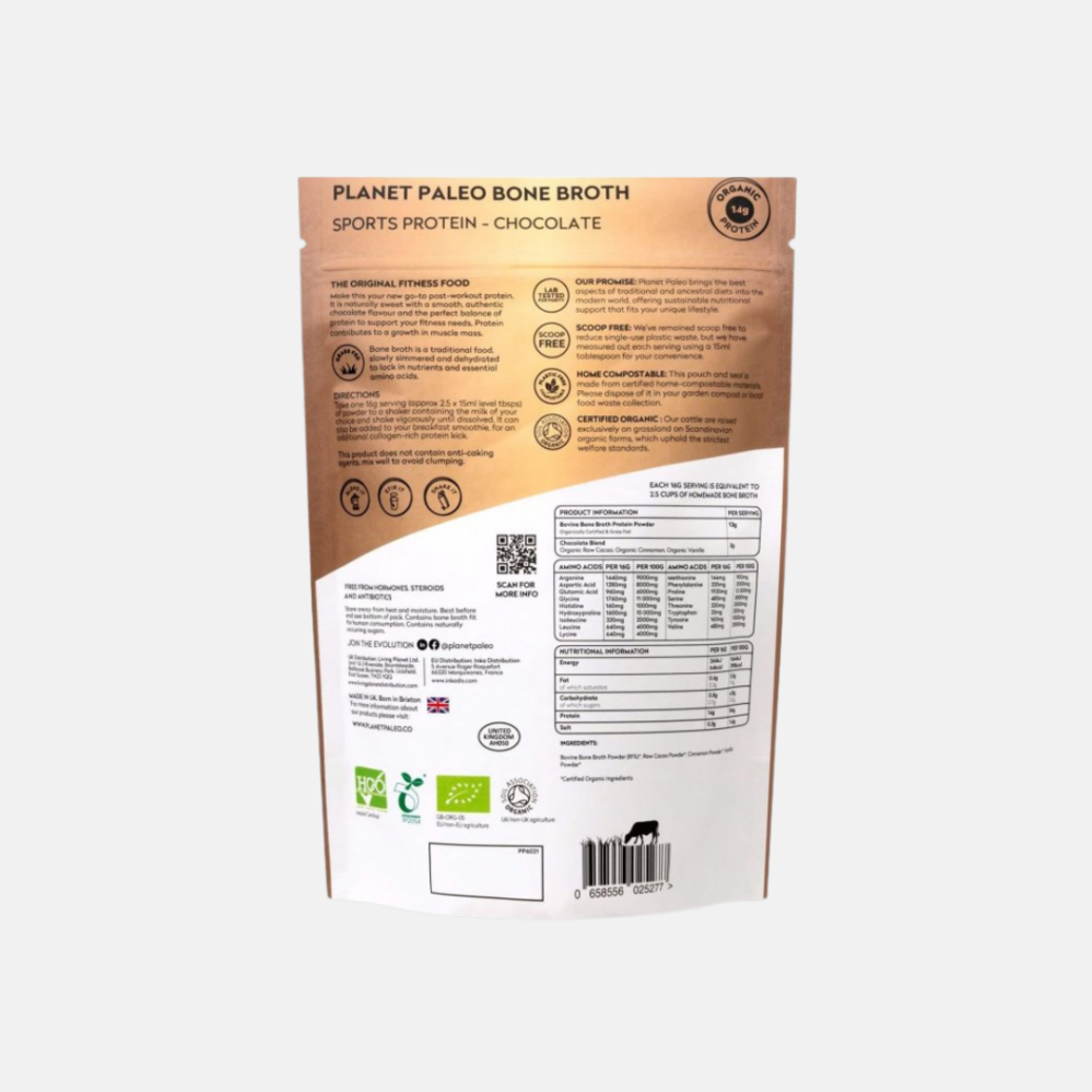 Planet Paleo Bone Broth Protein Powder Chocolate Protein pro sportovce čokoláda