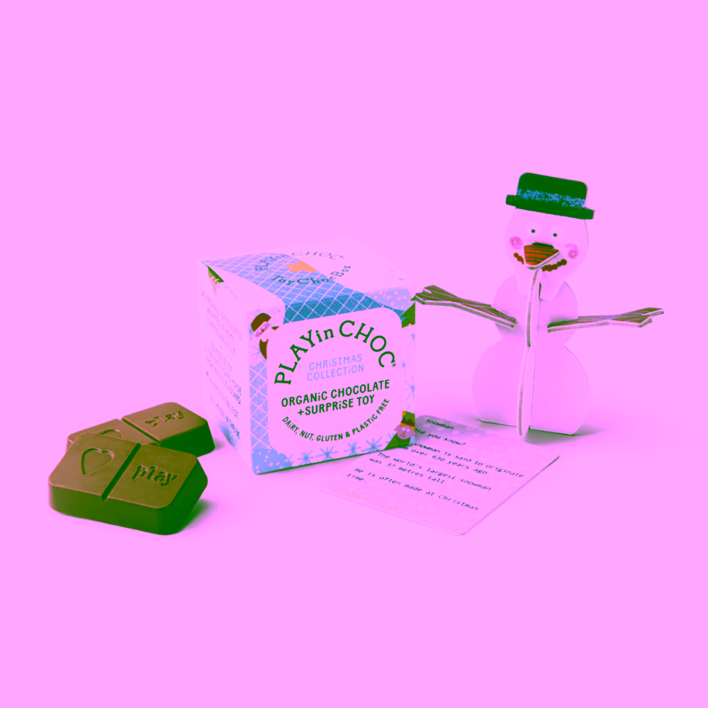 PLAYin CHOC Organic zimní sada 6 ks čokolády s hračkou
