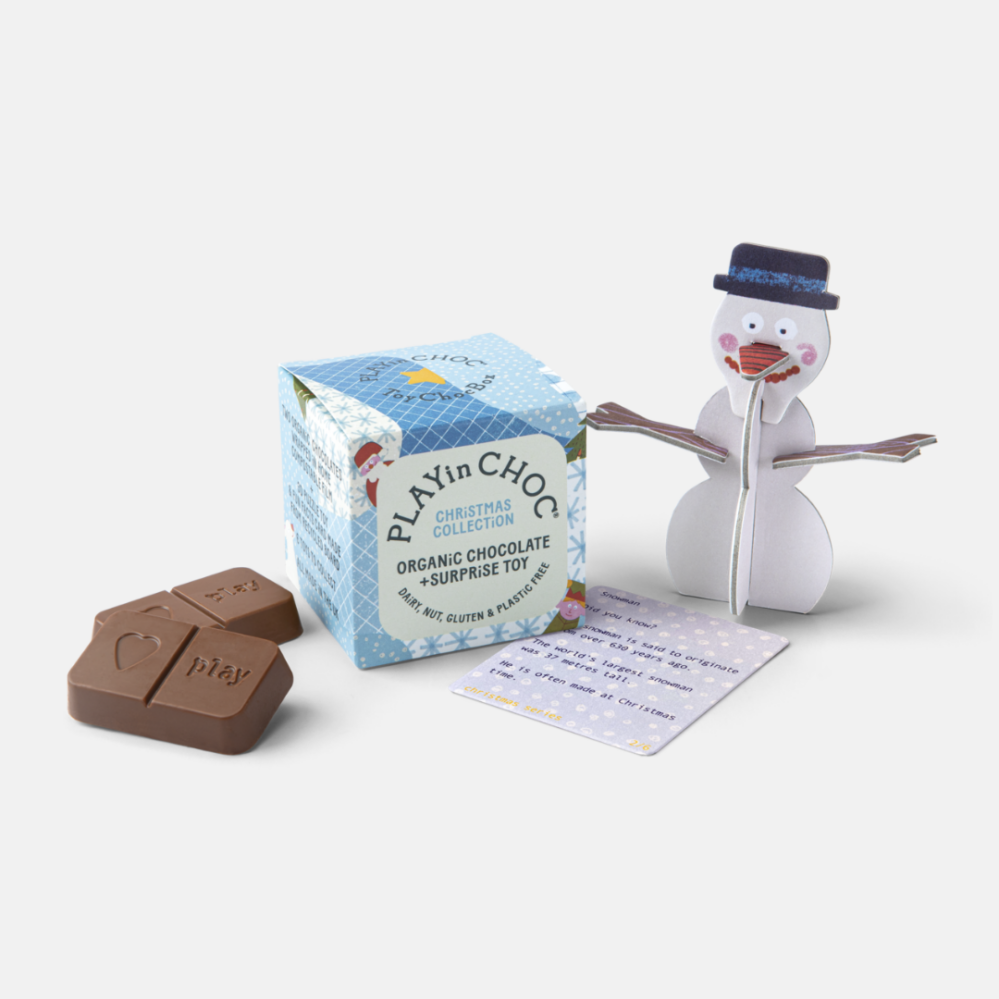 PLAYin CHOC Organic zimní sada 6 ks čokolády s hračkou