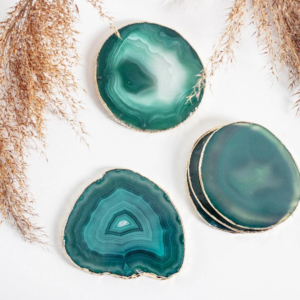 Yoga Day Achátový zelený podtácek gold