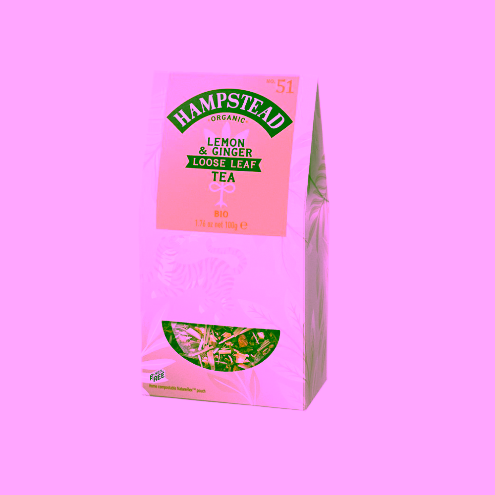 Hampstead Tea London Dárkový balíček BIO sypaná bylinná směs se zázvorem a citronem a BIO Darjeeling černý sypaný čaj