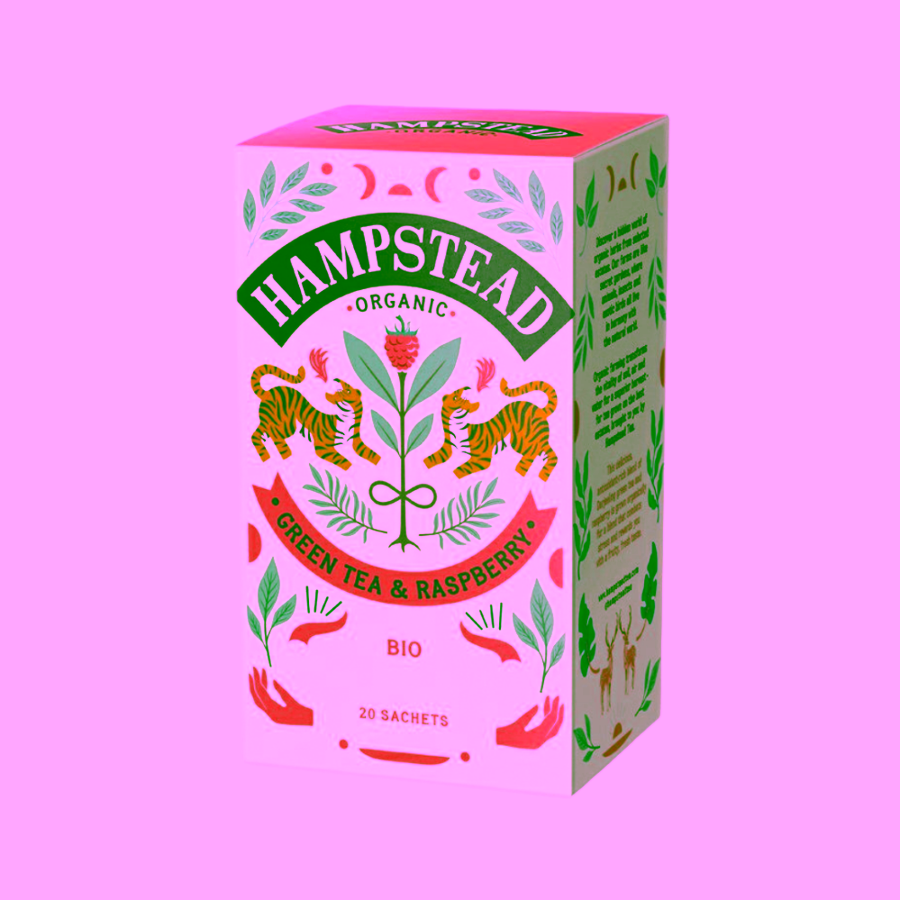 Hampstead Tea London BIO zelený čaj s malinami 20 ks