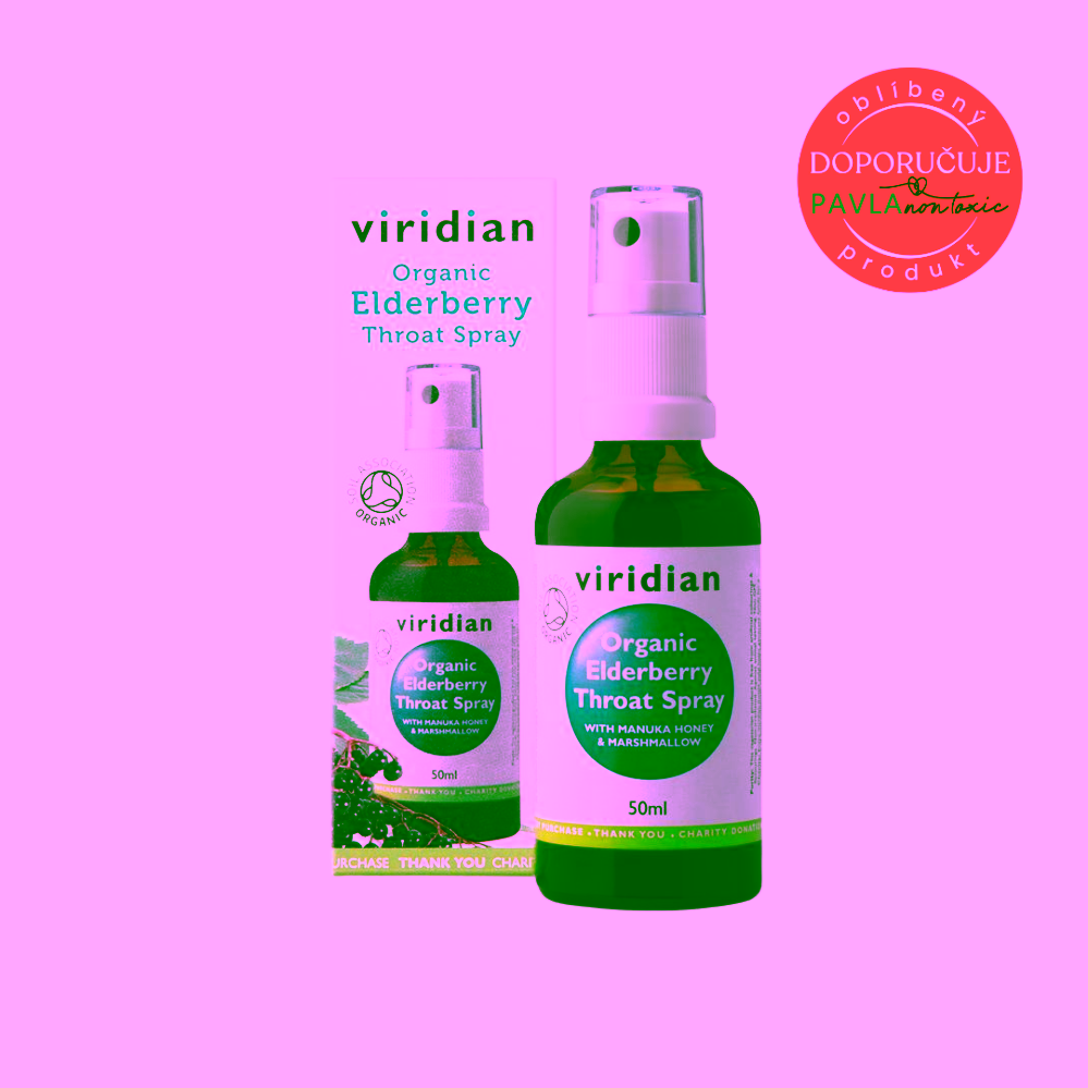 Viridian Nutrition Bio Elderberry Throat Spray Organic Sprej při bolesti v krku a kašli
