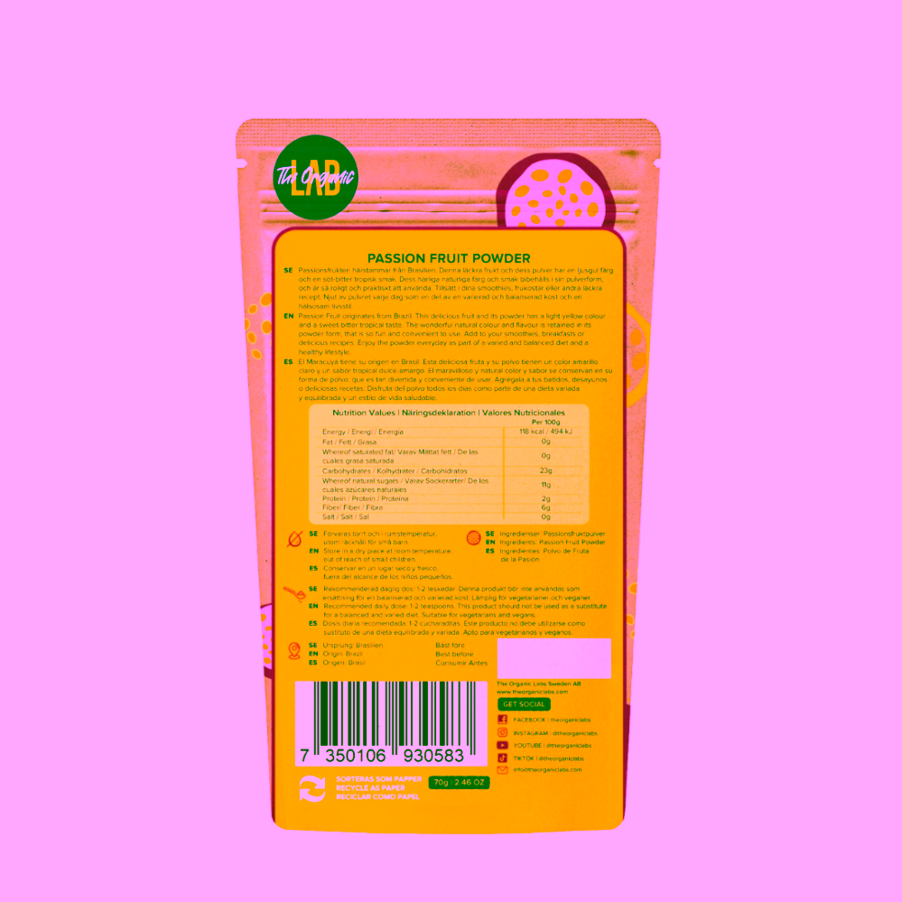 Organic Labs Passion Fruit Powder - prášek z mučenky 70 g
