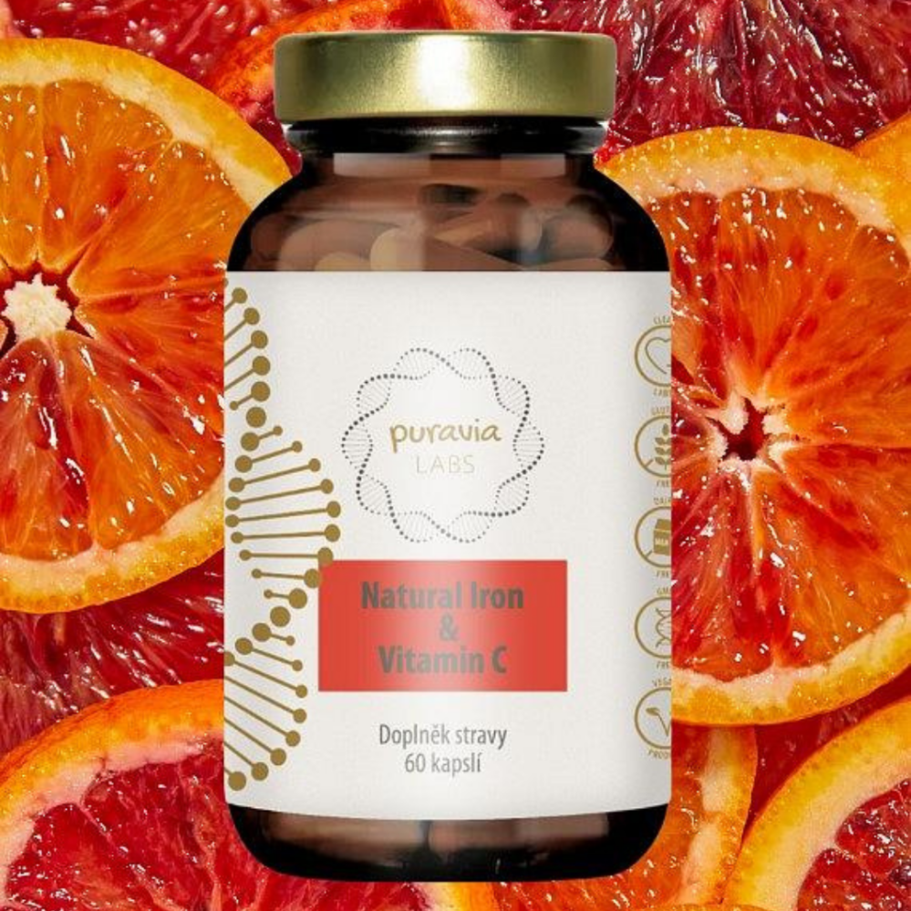 Puravia Labs Přírodní železo + vitamín C bio acerola