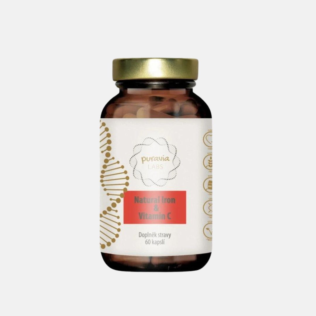 Puravia Labs Přírodní železo + vitamín C bio acerola