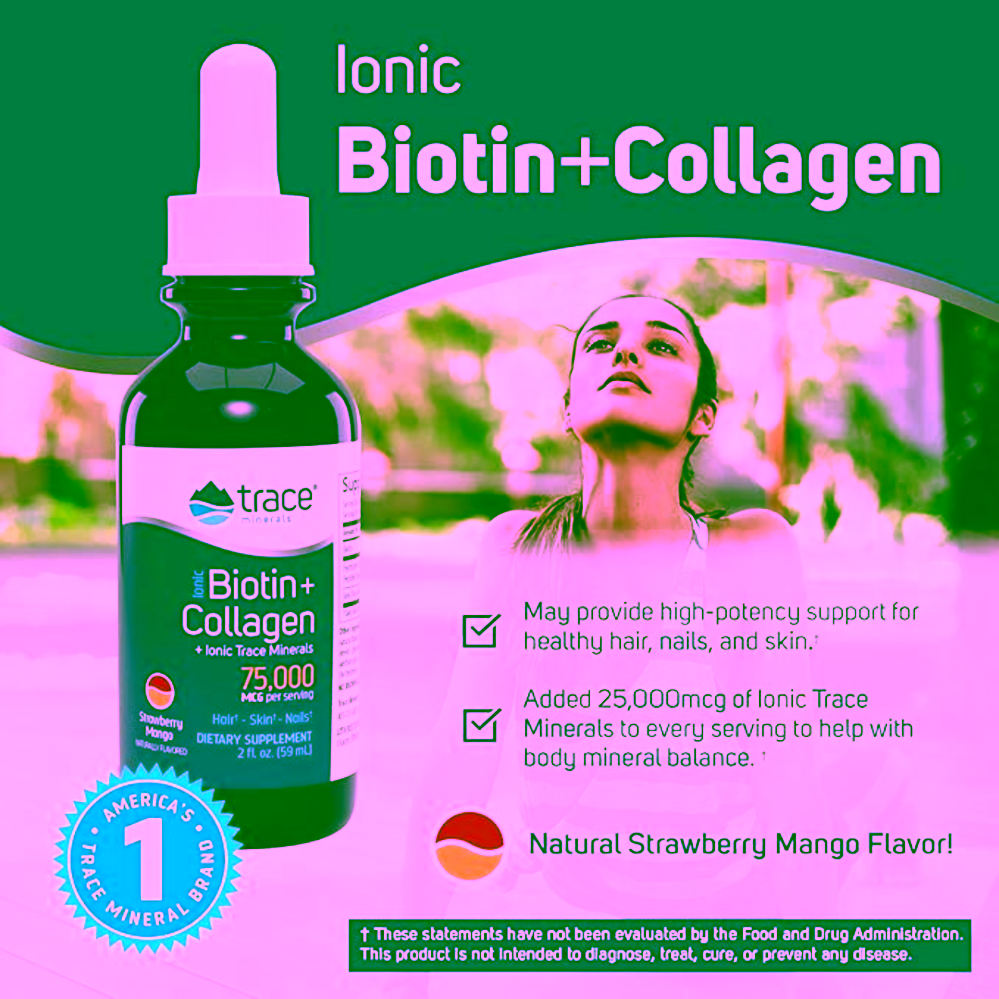 Trace Minerals Iontový tekutý biotin + kolagen