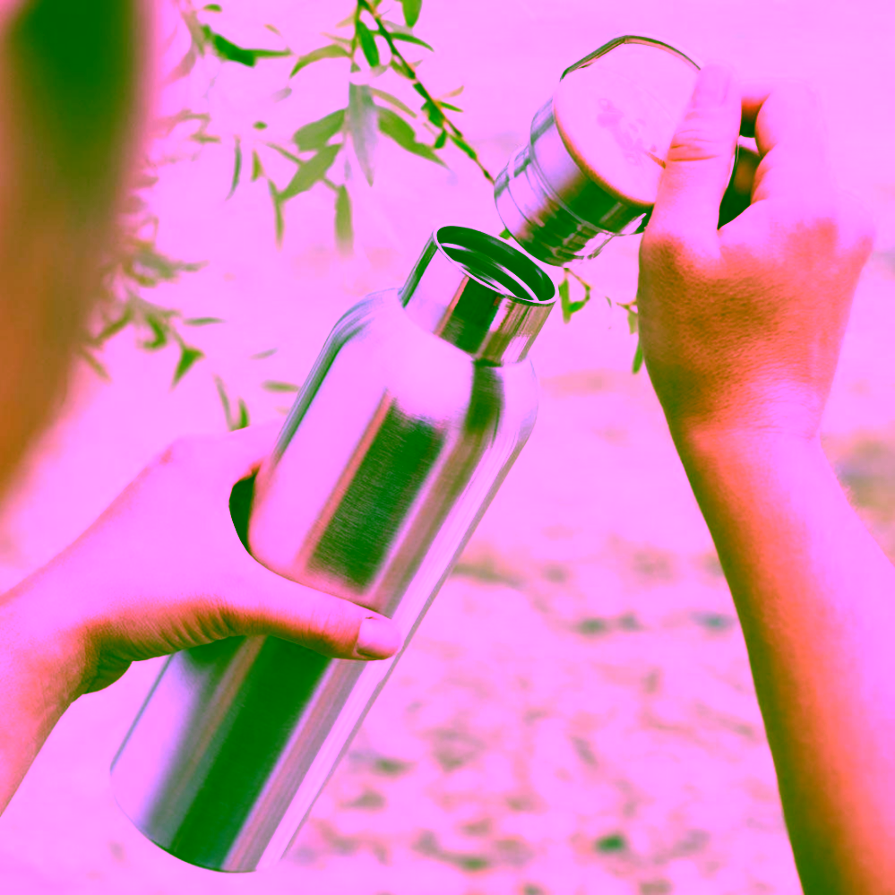 Pandoo Nerezová lahev na vodu s bambusovým víčkem 750 ml