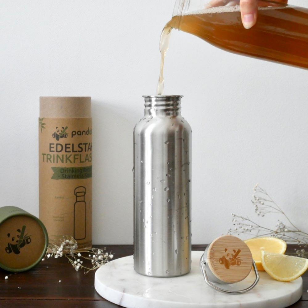 Pandoo Nerezová lahev na vodu s bambusovým víčkem 750 ml