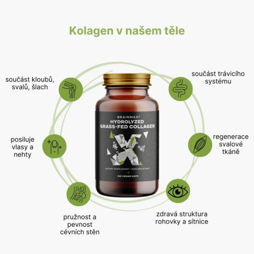 BrainMax Hydrolyzovaný GrassFed Collagen kolagen z krav krmených trávou 600 mg