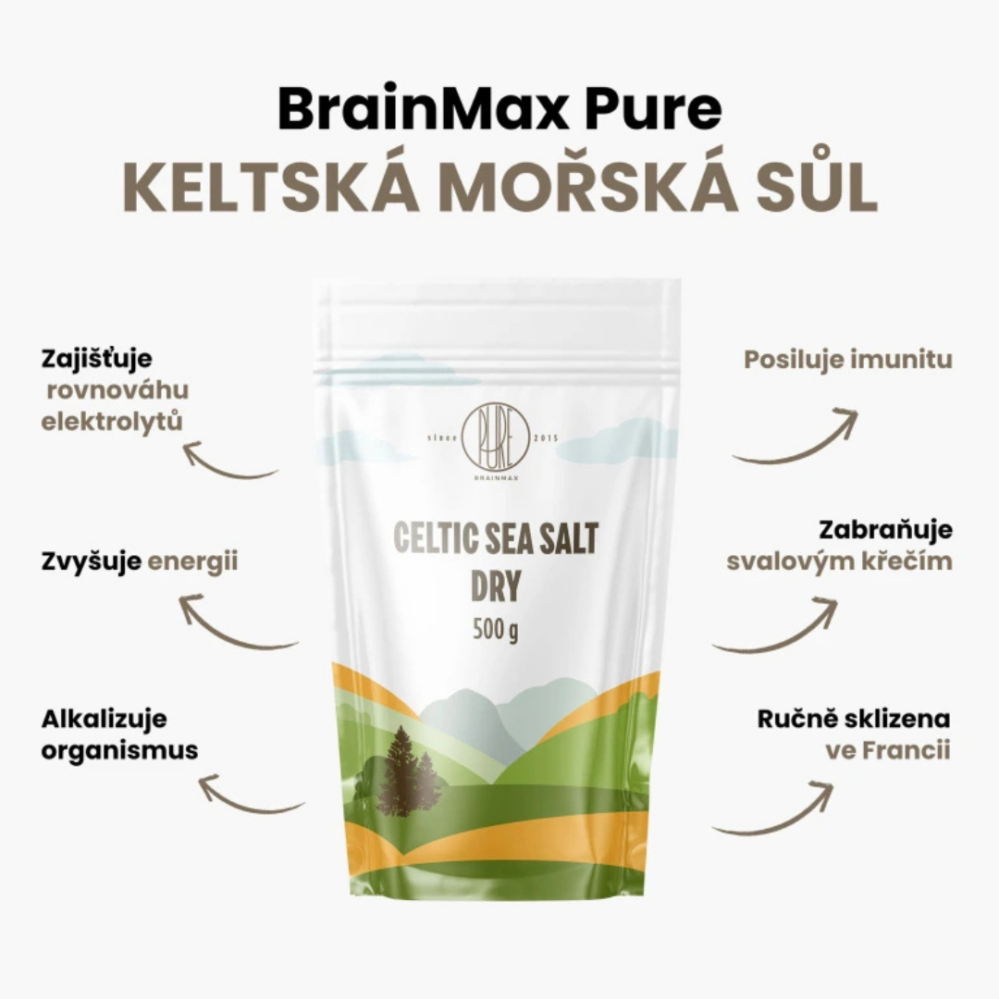 BrainMax Pure Celtic Sea Salt Dry Keltská mořská sůl suchá